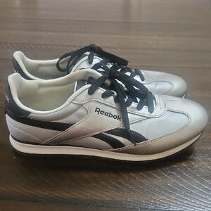 Reebok Metallic Silver and Black Athletic Shoes